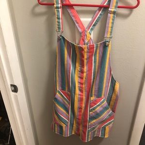 Signature8 Striped denim overall dress NWOT